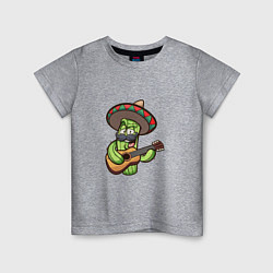 Футболка хлопковая детская Кактус - Мексиканец, цвет: меланж
