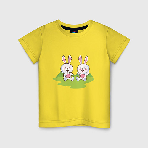 Детская футболка Зайчишки / Желтый – фото 1