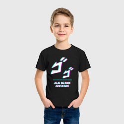 Футболка хлопковая детская Символ JoJo Bizarre Adventure в стиле glitch, цвет: черный — фото 2