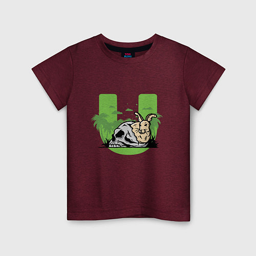 Детская футболка Skull & Rabbit / Меланж-бордовый – фото 1