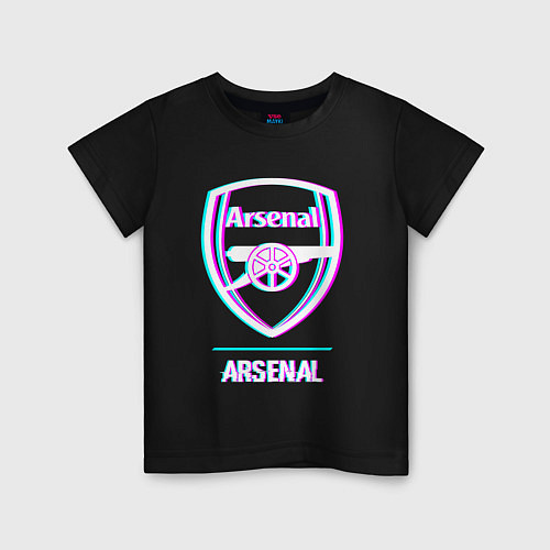 Детская футболка Arsenal FC в стиле glitch / Черный – фото 1