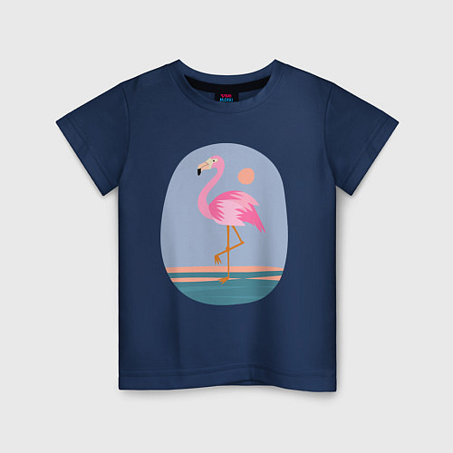 Детская футболка Фламинго / Тёмно-синий – фото 1