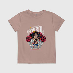 Футболка хлопковая детская Луффи 4 гир - Упругий человек, цвет: пыльно-розовый