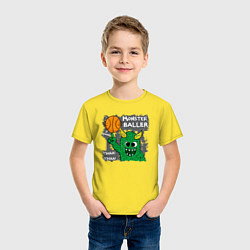 Футболка хлопковая детская Весёлый монстрик - баскетболист, цвет: желтый — фото 2