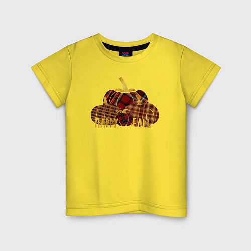 Детская футболка Тыквы в клетку Осень / Желтый – фото 1
