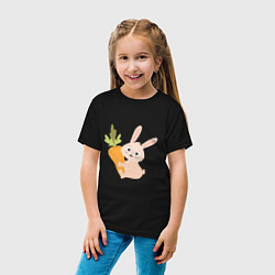 Футболка хлопковая детская Кролик с морковкой, цвет: черный — фото 2