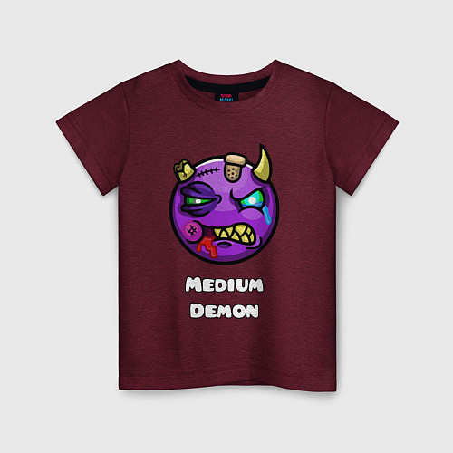 Детская футболка Geometry Dash medium demon / Меланж-бордовый – фото 1