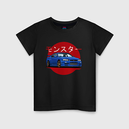 Детская футболка Nissan Skyline R34 GT-R / Черный – фото 1
