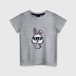 Футболка хлопковая детская Кролик в очках, цвет: меланж
