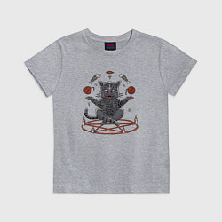Футболка хлопковая детская Кот в пентограмме, цвет: меланж