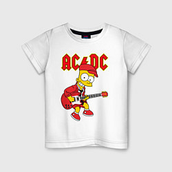 Футболка хлопковая детская AC DC Барт Симпсон, цвет: белый
