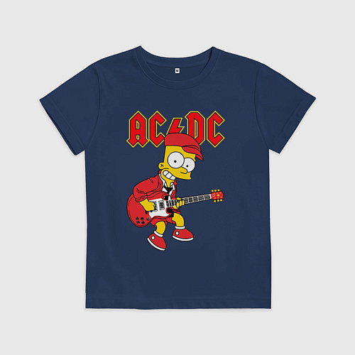 Детская футболка AC DC Барт Симпсон / Тёмно-синий – фото 1