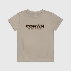 Футболка хлопковая детская Conan exiles logo, цвет: миндальный