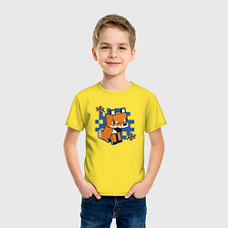 Футболка хлопковая детская Лиса из Майнкрафта, цвет: желтый — фото 2