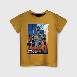 Футболка хлопковая детская Mass Effect N7 - Warrior, цвет: горчичный