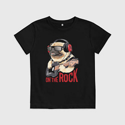 Футболка хлопковая детская Крутой мрпс играет на гитаре, цвет: черный