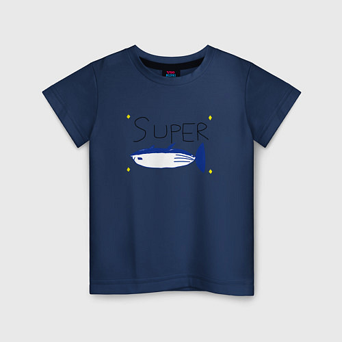 Детская футболка БТС - Супер лосось / Тёмно-синий – фото 1