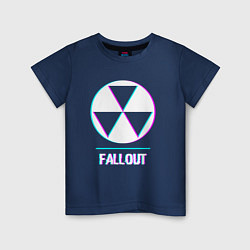 Футболка хлопковая детская Fallout в стиле glitch и баги графики, цвет: тёмно-синий