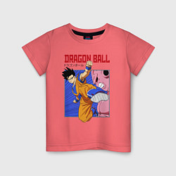 Футболка хлопковая детская Dragon Ball - Сон Гоку - Удар, цвет: коралловый