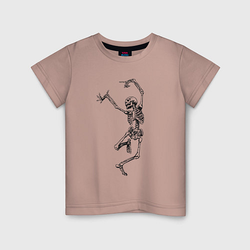 Детская футболка Скелет и балет / Пыльно-розовый – фото 1