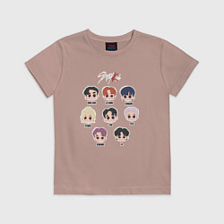 Футболка хлопковая детская Stray Kids Chibi, цвет: пыльно-розовый