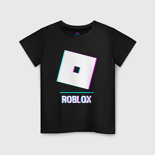 Детская футболка Roblox в стиле glitch и баги графики / Черный – фото 1