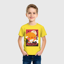 Футболка хлопковая детская Утка Годзилла, цвет: желтый — фото 2