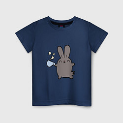 Футболка хлопковая детская Чайный кролик, цвет: тёмно-синий