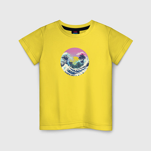 Детская футболка Большая волна и пальмы / Желтый – фото 1