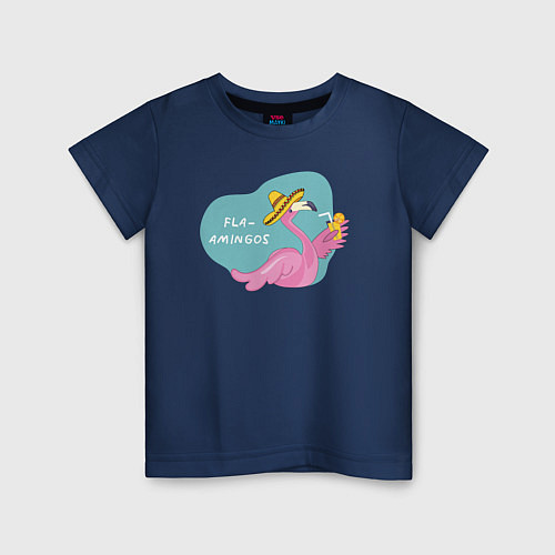 Детская футболка Фламинго - Flaamingos / Тёмно-синий – фото 1