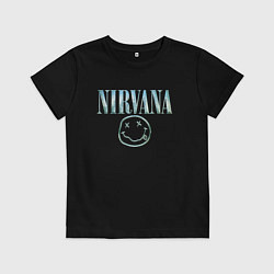 Футболка хлопковая детская Nirvana - смайлик, цвет: черный