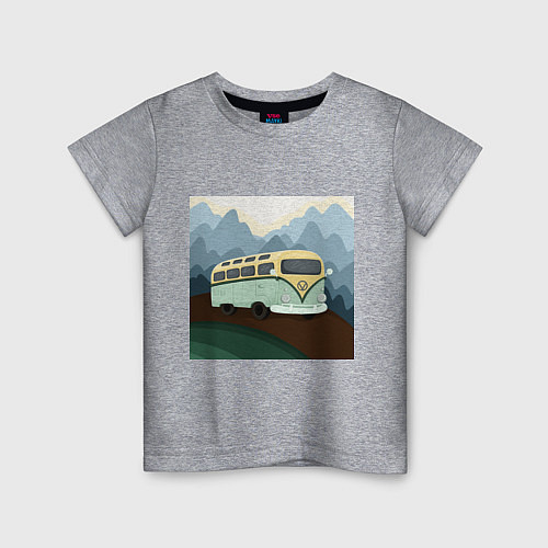 Детская футболка Машина и горы в путешествии / Меланж – фото 1