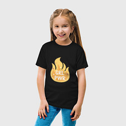 Футболка хлопковая детская Fire girl power, цвет: черный — фото 2