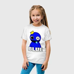 Футболка хлопковая детская Радужные друзья улыбчивый Синий, цвет: белый — фото 2