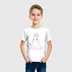 Футболка хлопковая детская Милый белый зайчик с сердечками, цвет: белый — фото 2