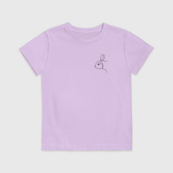 Футболка хлопковая детская Заяц линией, цвет: лаванда