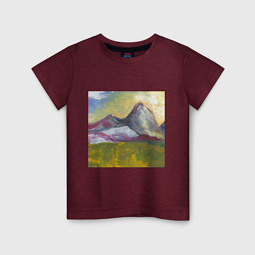 Детская футболка Арт Утро в горах / Меланж-бордовый – фото 1