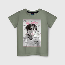Футболка хлопковая детская Lee Know Stray Kids, цвет: авокадо