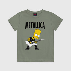 Футболка хлопковая детская Металлика Барт Симпсон, цвет: авокадо