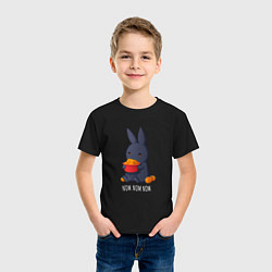 Футболка хлопковая детская Кролик и мандарины - Nom nom nom, цвет: черный — фото 2