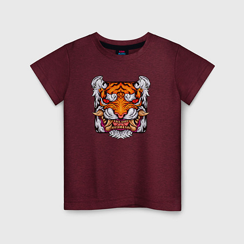 Детская футболка Art Тигр куб / Меланж-бордовый – фото 1