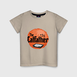 Футболка хлопковая детская Cat father, цвет: миндальный