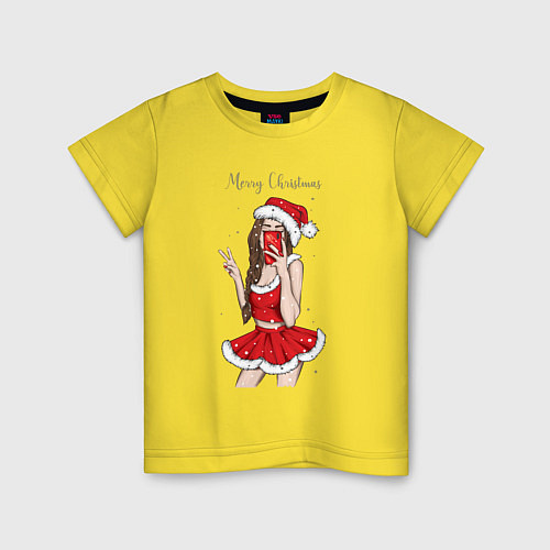 Детская футболка Снегурочка селфи / Желтый – фото 1