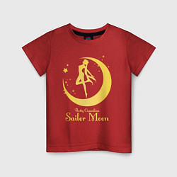 Футболка хлопковая детская Sailor Moon gold, цвет: красный