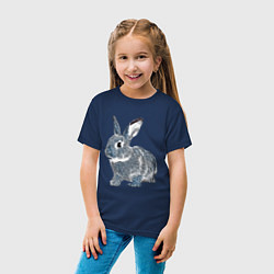 Футболка хлопковая детская 2023 год - год голубого кролика, цвет: тёмно-синий — фото 2