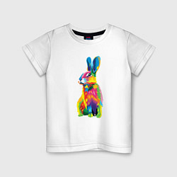 Футболка хлопковая детская Кролик в стиле поп-арт, цвет: белый