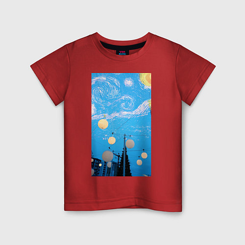 Детская футболка Родной Ульяновск по Ван Гогу / Красный – фото 1