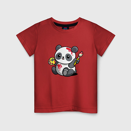 Детская футболка Панда - крутой художник! Cutie / Красный – фото 1