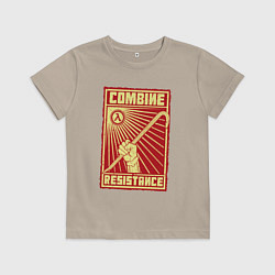Футболка хлопковая детская Сопротивление комбайнам, цвет: миндальный