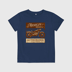 Футболка хлопковая детская Ретро мотоцикл гранж, цвет: тёмно-синий